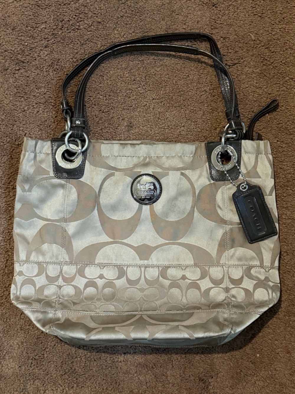 Coach 2009 Signature Jacquard Tote Shoulder Bag